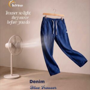 Men's Premium Casual Straight Leg Denim Pants with Elastic Drawstring Waist - Dark Blue